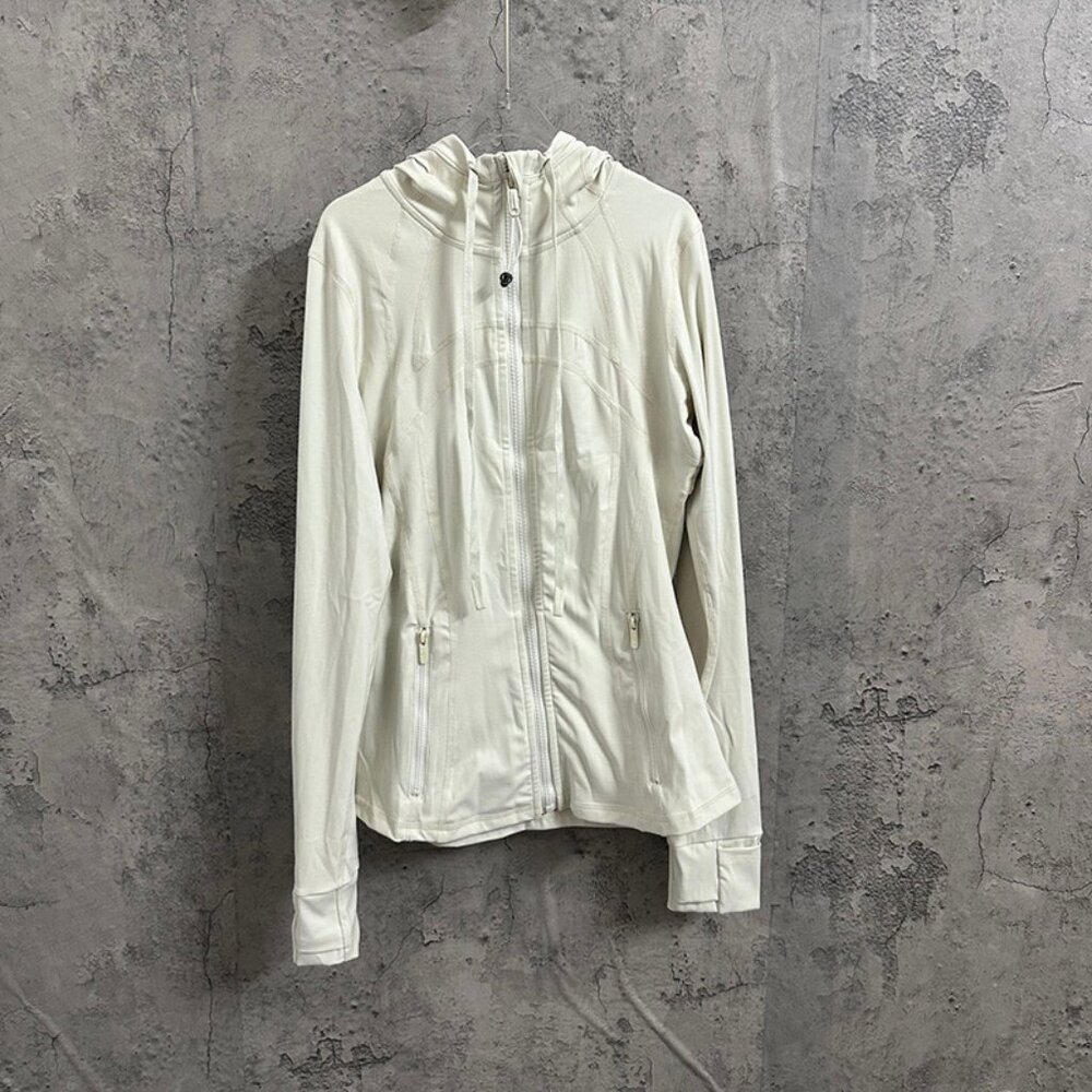 Lululemon Athletica Cream Hooded Zip-Drawstring Jacket